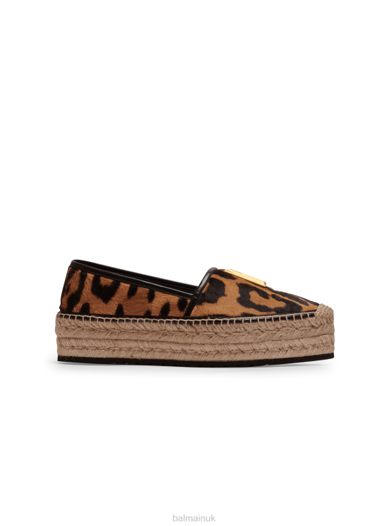 Footwear D0022684 Brown Balmain Women Alex Espadrilles In Leopard-Effect Leather