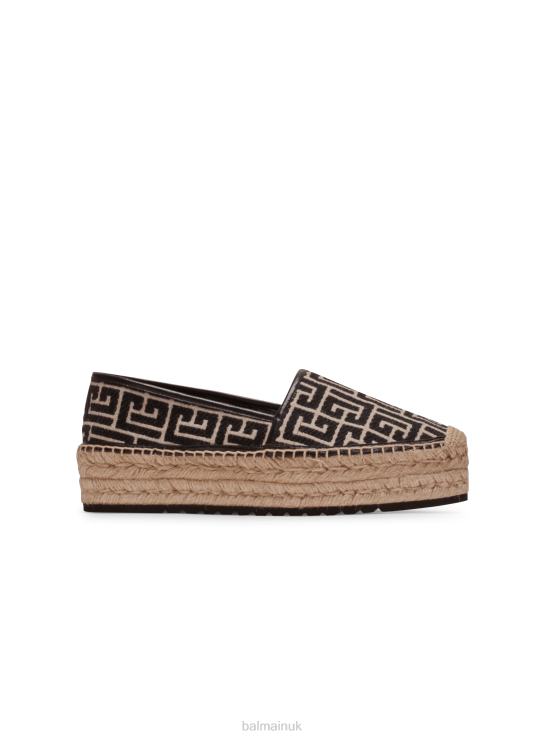Footwear D0022689 Black Balmain Women Alex Espadrilles With Jacquard Monogram