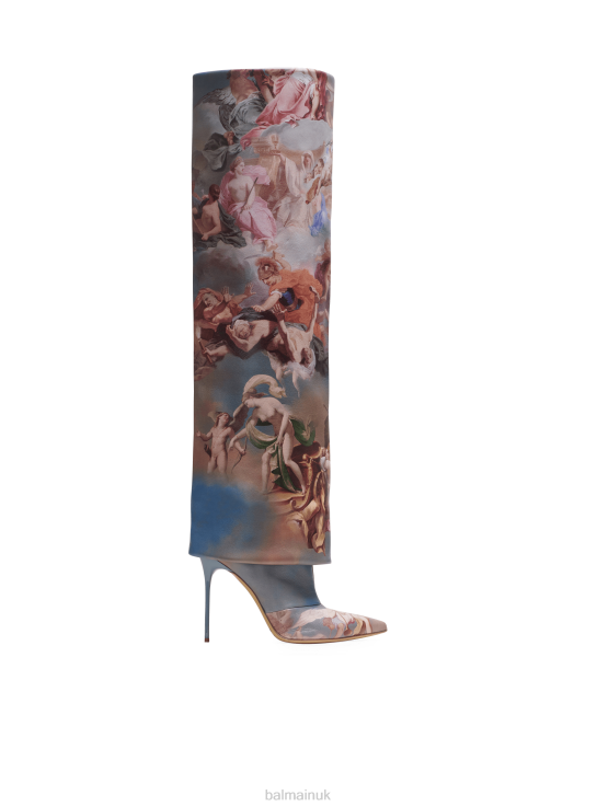 Footwear D0022654 Multicolor Balmain Women Ariel Boots In Sky Print Leather