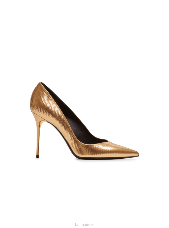 Footwear D0022647 Gold Balmain Women Ruby Laminated Leather Stilettos