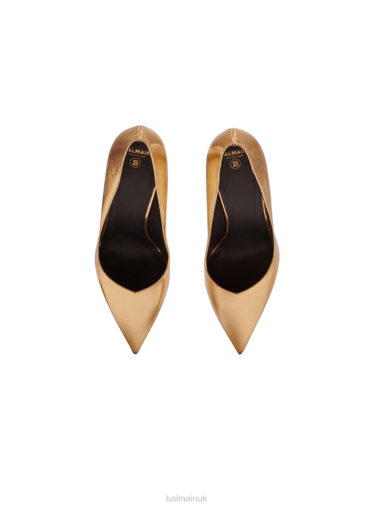Footwear D0022647 Gold Balmain Women Ruby Laminated Leather Stilettos