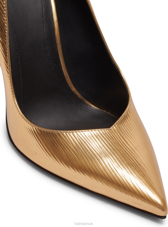 Footwear D0022647 Gold Balmain Women Ruby Laminated Leather Stilettos