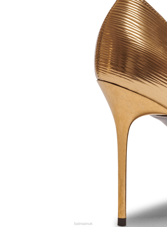 Footwear D0022647 Gold Balmain Women Ruby Laminated Leather Stilettos