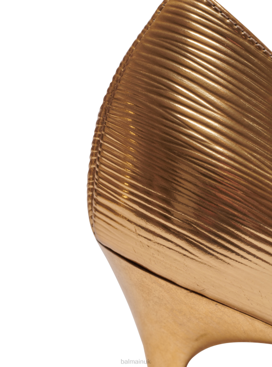 Footwear D0022647 Gold Balmain Women Ruby Laminated Leather Stilettos