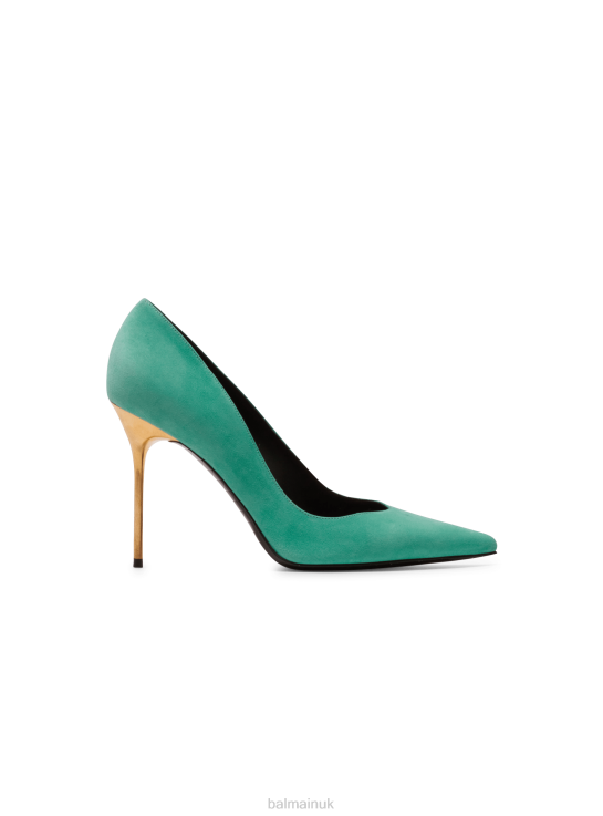 Footwear D0022652 Green Balmain Women Ruby Suede Stilettos