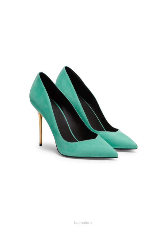 Footwear D0022652 Green Balmain Women Ruby Suede Stilettos