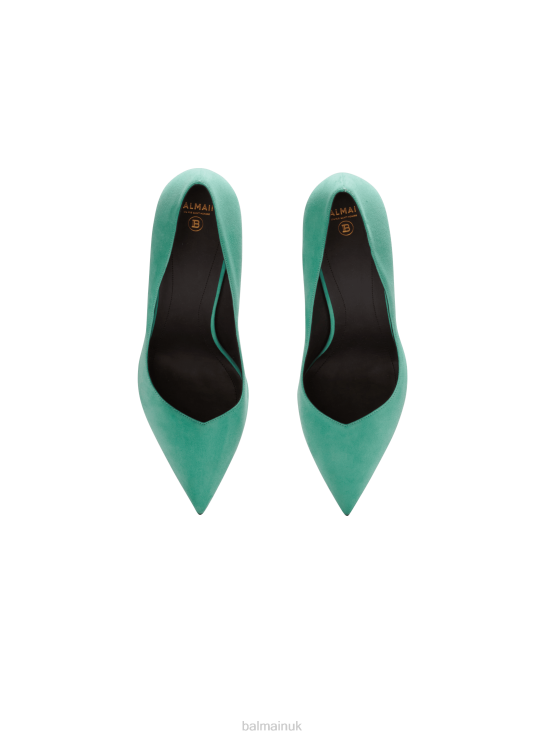 Footwear D0022652 Green Balmain Women Ruby Suede Stilettos