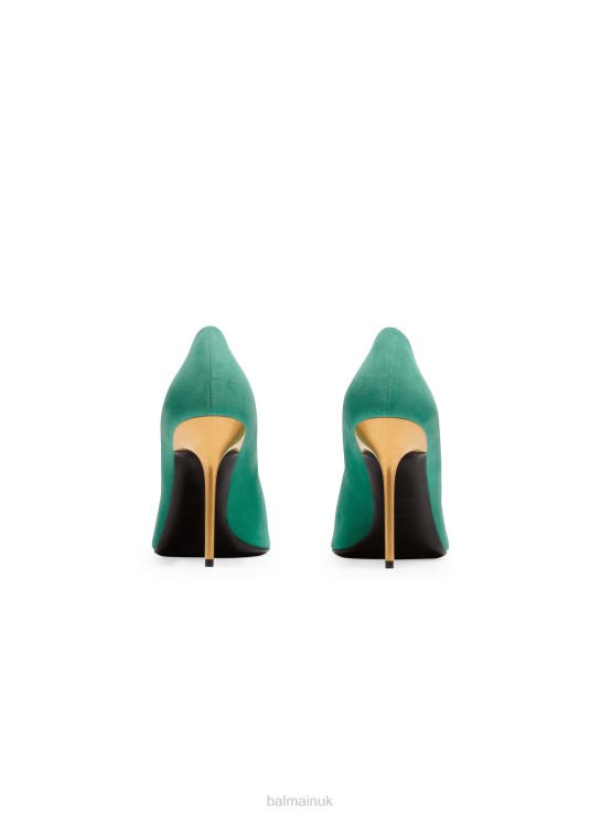 Footwear D0022652 Green Balmain Women Ruby Suede Stilettos