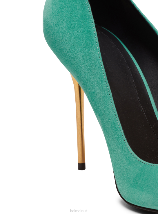 Footwear D0022652 Green Balmain Women Ruby Suede Stilettos