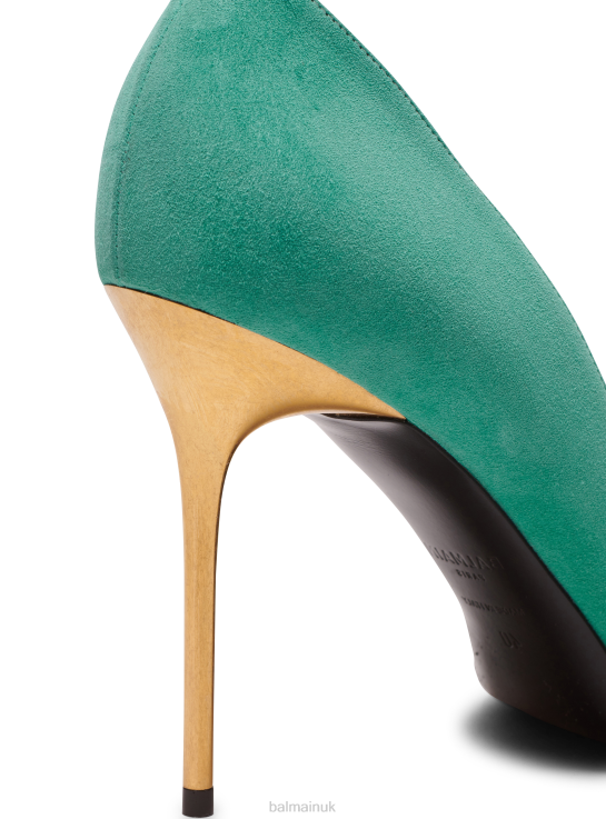 Footwear D0022652 Green Balmain Women Ruby Suede Stilettos