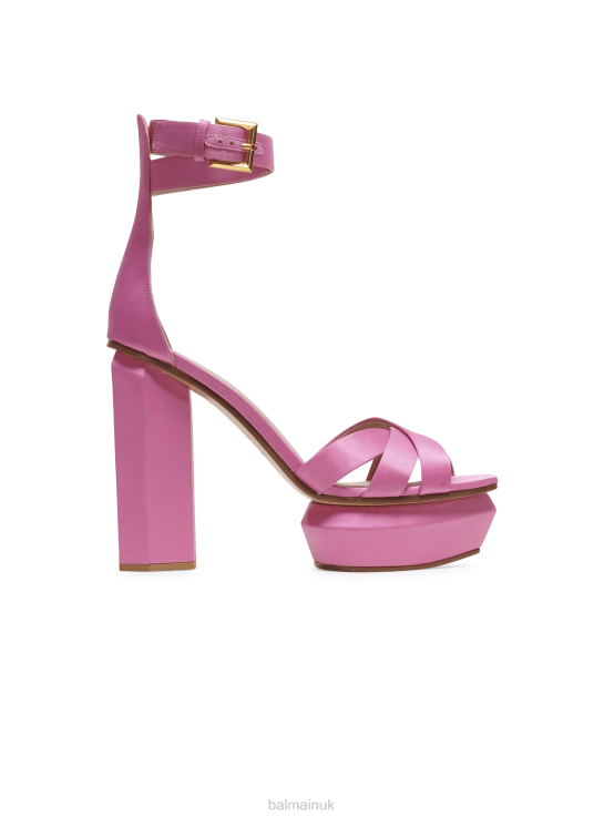Footwear D0022632 Pink Balmain Women Ava Satin Platform Sandals