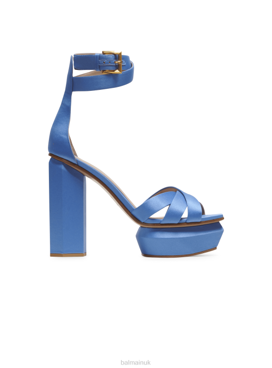 Footwear D0022633 Blue Balmain Women Ava Satin Platform Sandals