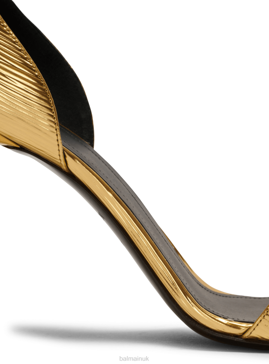 Footwear D0022638 Gold Balmain Women Uma Laminated Leather Sandals