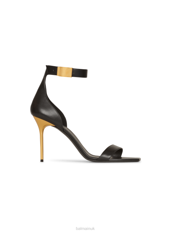 Footwear D0022639 Black Balmain Women Leather Uma Sandals