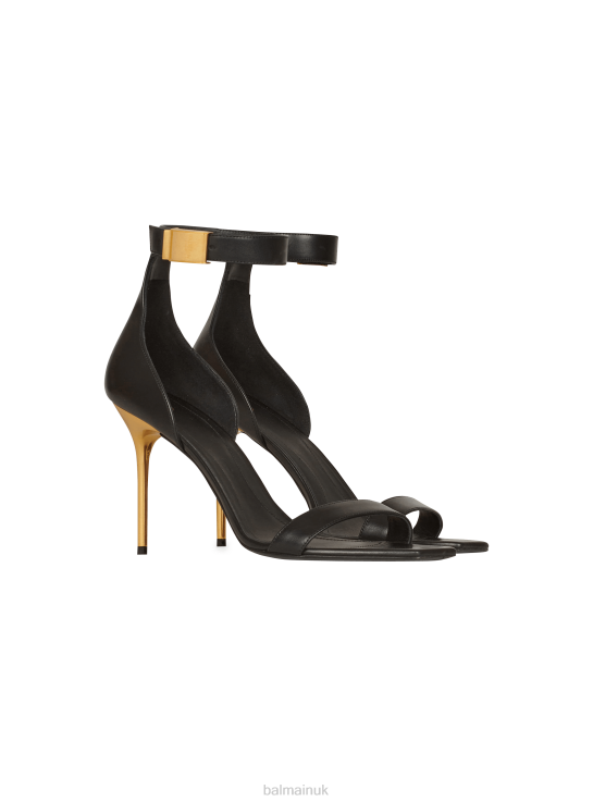 Footwear D0022639 Black Balmain Women Leather Uma Sandals