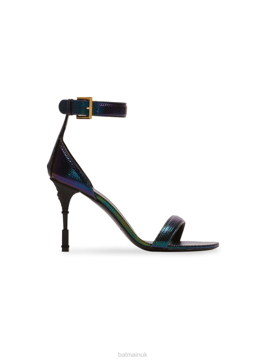 Footwear D0022640 Multicolor Balmain Women Moneta Iridescent Leather Sandals
