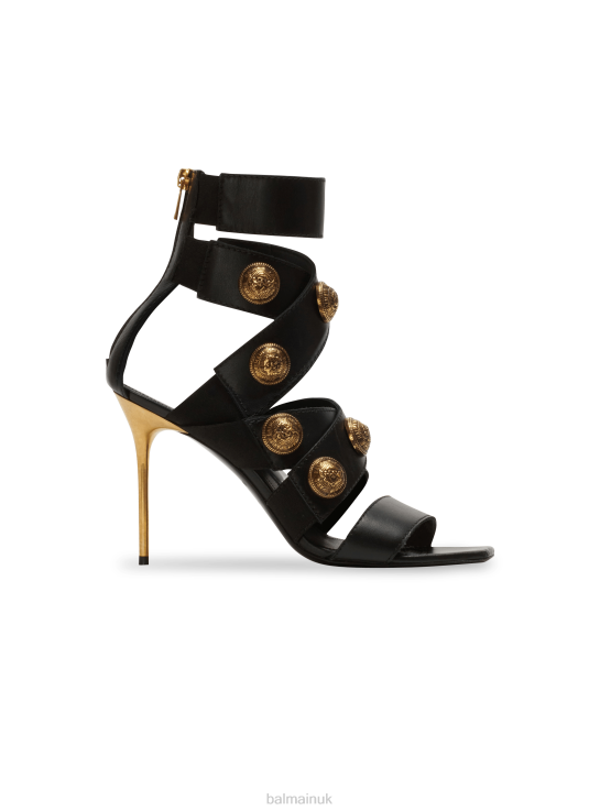 Footwear D0022641 Black Balmain Women Alma Leather Sandals
