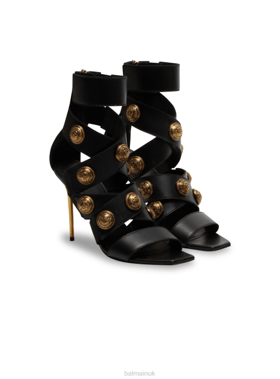 Footwear D0022641 Black Balmain Women Alma Leather Sandals