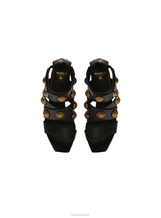 Footwear D0022641 Black Balmain Women Alma Leather Sandals