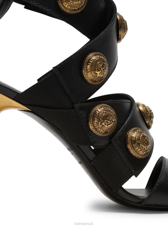 Footwear D0022641 Black Balmain Women Alma Leather Sandals