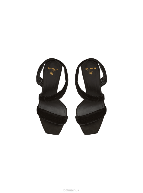 Footwear D0022649 Black Balmain Women Suede Moneta Sandals