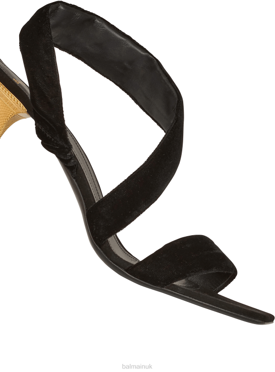 Footwear D0022649 Black Balmain Women Suede Moneta Sandals