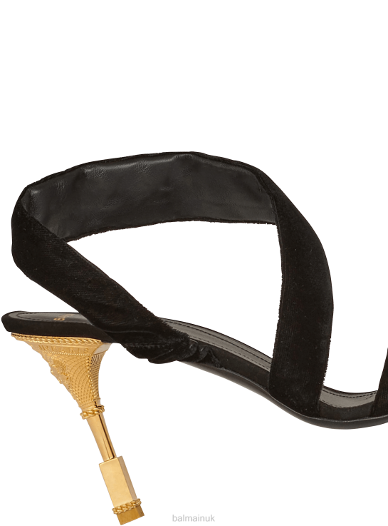Footwear D0022649 Black Balmain Women Suede Moneta Sandals