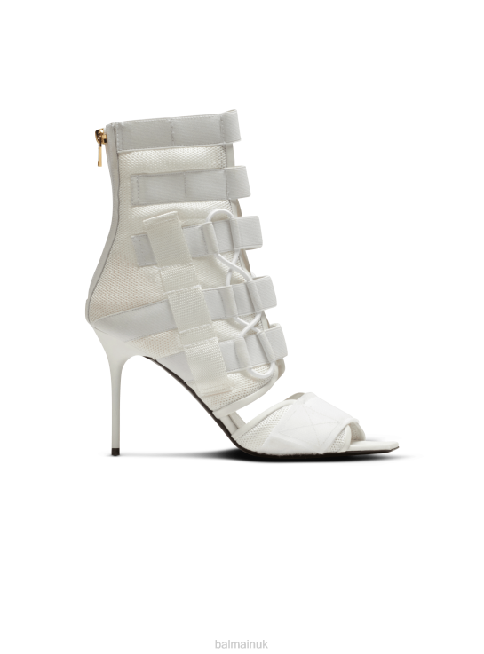 Footwear D0022650 White Balmain Women Uma Sandals In Velcro And Mesh