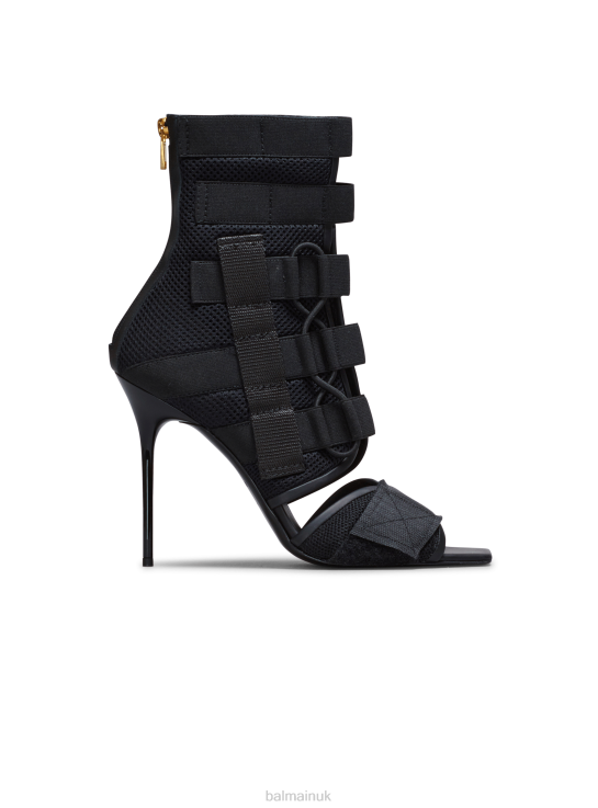 Footwear D0022651 Black Balmain Women Uma Sandals In Velcro And Mesh