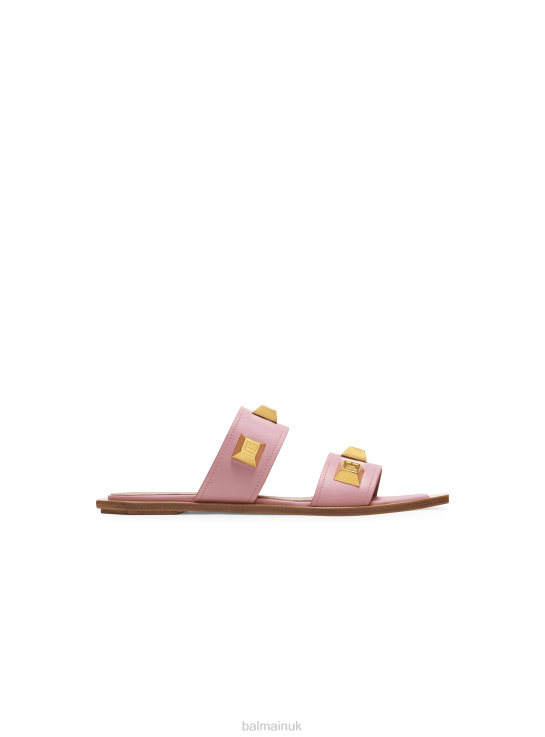 Footwear D0022681 Pink Balmain Women Ana Flat Mules In Smooth Leather