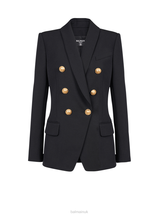 Clothing D0022116 Black Balmain Women Wool Blazer With Double-Breasted Buttoned Closure
