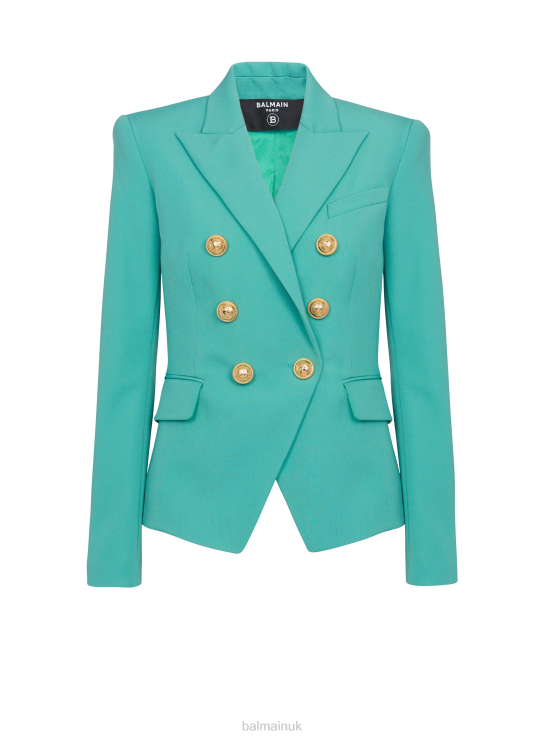 Clothing D0022122 Blue Balmain Women Wool Double-Breasted Blazer