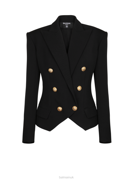 Clothing D002293 Black Balmain Women Wool Double-Breasted Blazer
