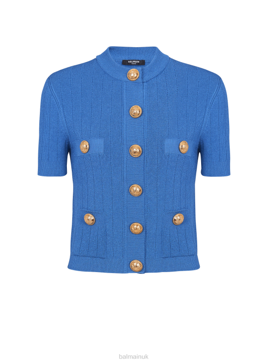 Clothing D0022206 Blue Balmain Women Buttoned Knitted Cardigan