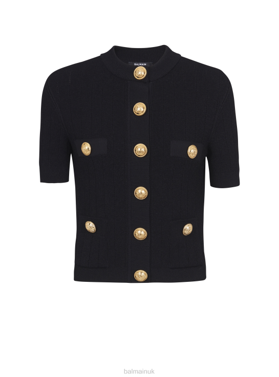 Clothing D0022208 Black Balmain Women Buttoned Knitted Cardigan