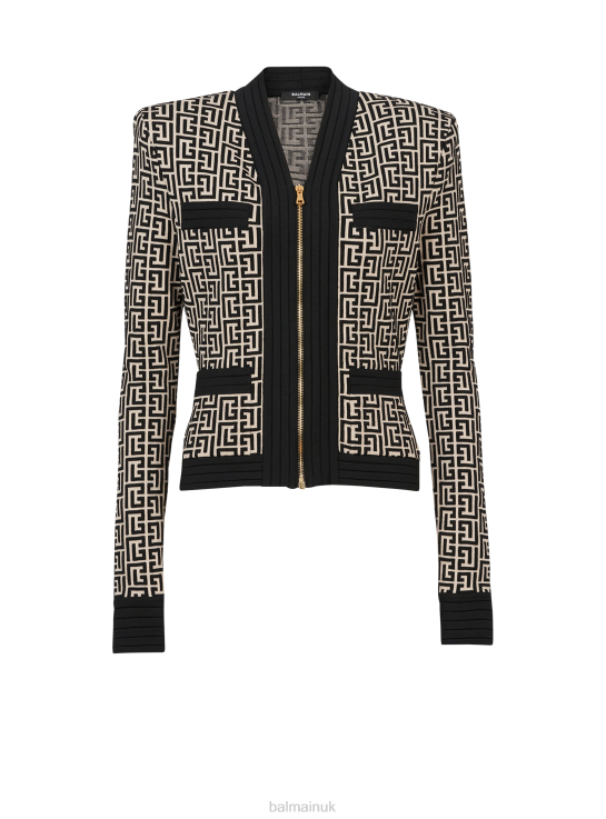 Clothing D0022314 Black Balmain Women Knit Cardigan With Brand Monogram