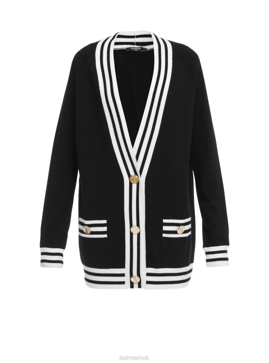Clothing D0022340 Black Balmain Women Wool And Cashmere Cardigan