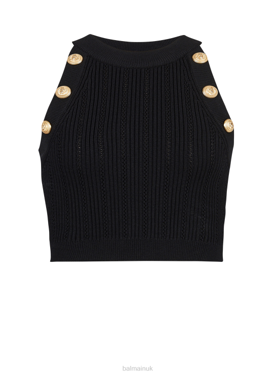Clothing D0022225 Black Balmain Women Knit Crop Top