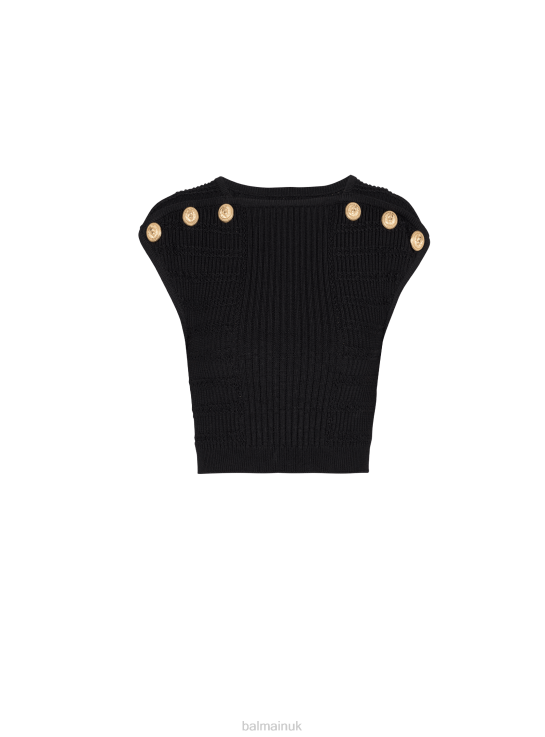 Clothing D0022235 Black Balmain Women Knit Crop Top