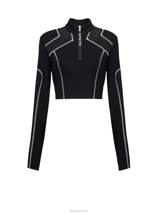 Clothing D0022251 Black Balmain Women Jersey Crop Top