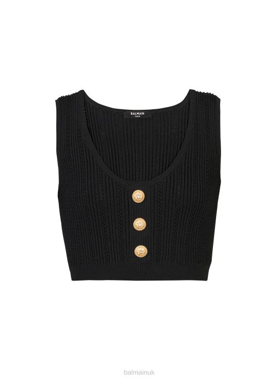Clothing D0022257 Black Balmain Women Eco-Designed Knit Crop Top
