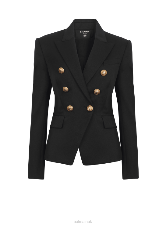 Clothing D0022103 Black Balmain Women Wool Double-Breasted Jacket