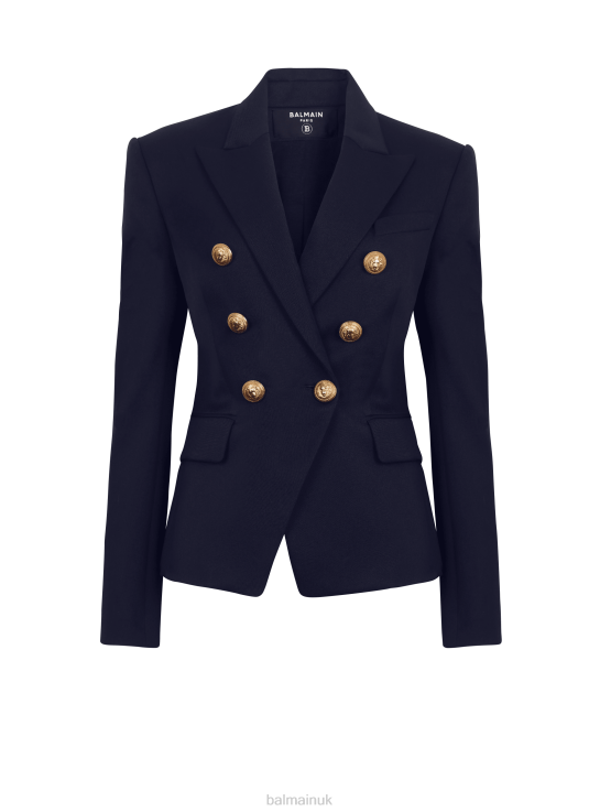 Clothing D0022105 Navy Balmain Women Wool Double-Breasted Jacket