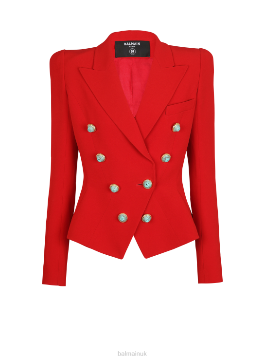 Clothing D0022112 Red Balmain Women Slim-Fit Crepe Jacket