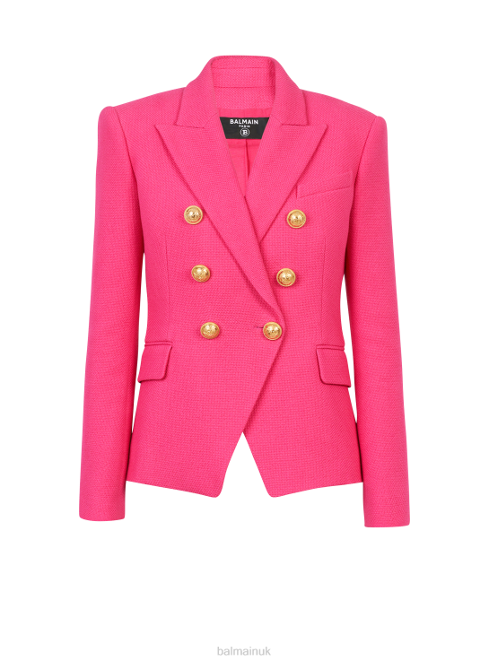 Clothing D0022121 Pink Balmain Women Cropped Leather Biker Jacket