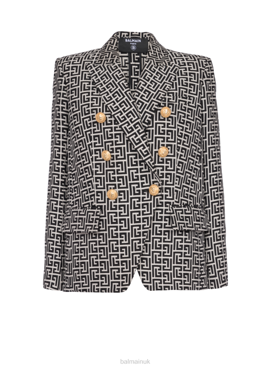 Clothing D0022123 Black Balmain Women Double-Buttoned Jacquard Jacket