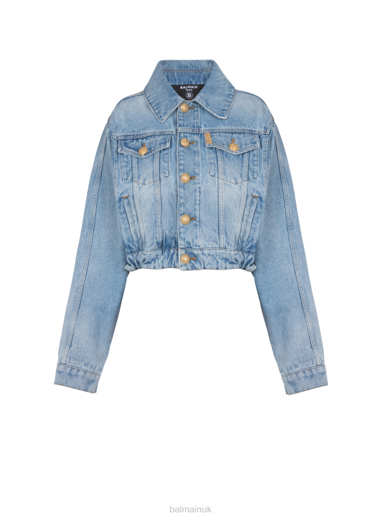 Clothing D0022404 Blue Balmain Women Short Jacket In Faded Denim