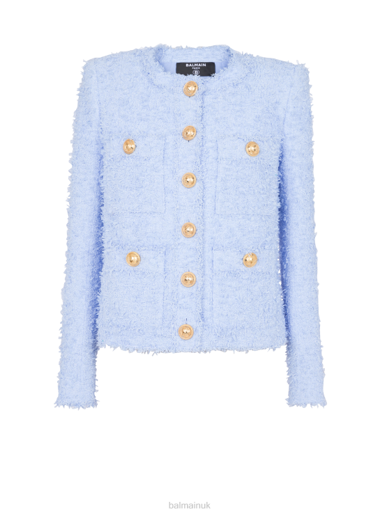 Clothing D002288 Blue Balmain Women Tweed Suit Jacket