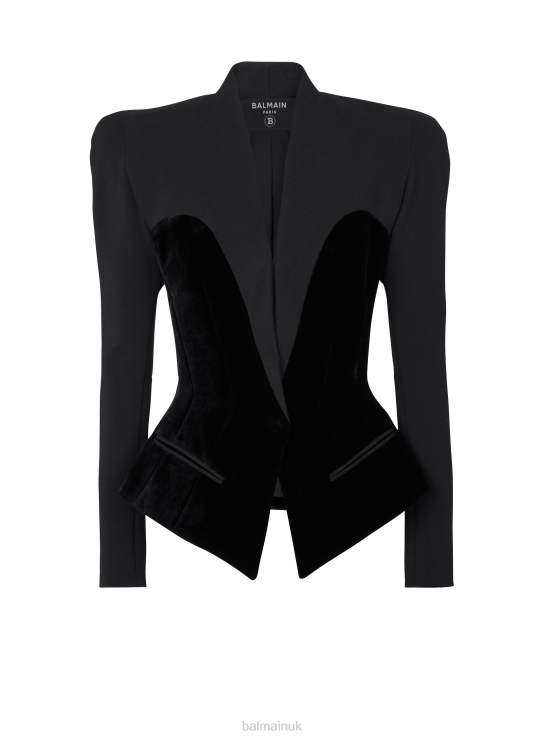 Clothing D002292 Black Balmain Women Slim-Fitting Bustier Jacket