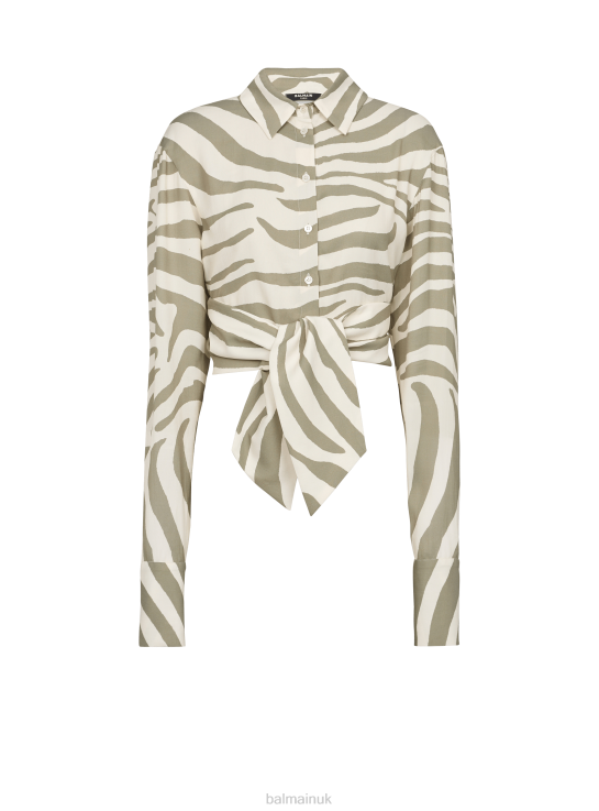 Clothing D0022241 Khaki Balmain Women Zebra Print Shirt